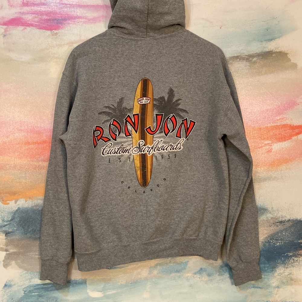 🔥EC🔥F/B Ron Jon Custom Surfboard Shop Cotton Blend Drawstring Hoodie.